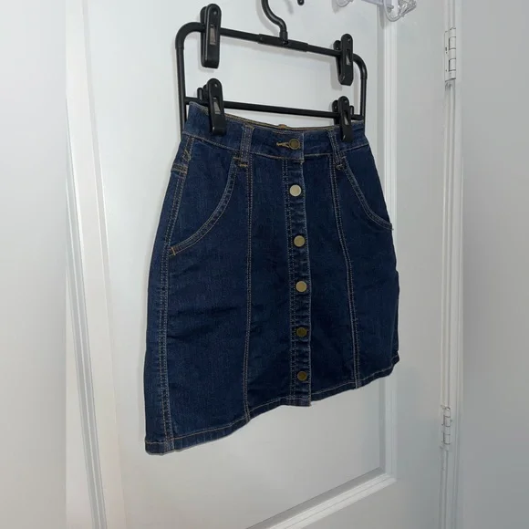 Blank NYC Blue A-Line Jean Skirt Snap Buttons Rodeo Western Chic Cotton Rayon 24 - Picture 3 of 15